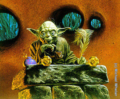 YODA, MASTER JEDI, by professional artist Michael Whelan, inspired by film writer-director George Lucas