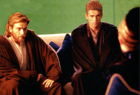 Senator Amidala and Jedi Obi-Wan Kenobi and Anakin Skywalker