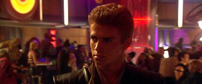 Anakin searching for Zam Wesell in the nightclub