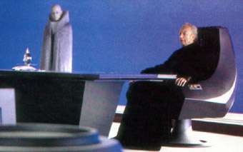 Chancellor Palpatine in his office, with Sly Moore