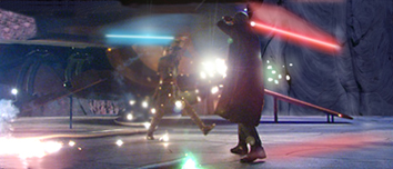 Anakin Skywalker and Darth Tyrannus duel