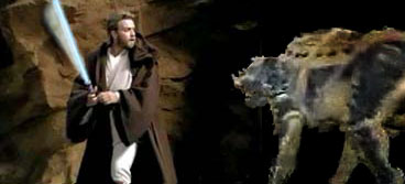 Obi-Wan defends himself from Geonosis' natural predators