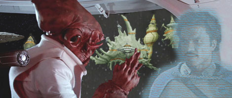 Ackbar and Calrissian ponder their next move. Artwork by Nat.