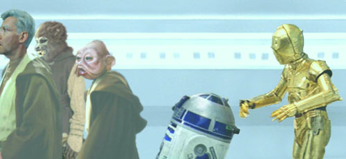 Threepio expresses his concern for his little friend, Artoo Deetoo