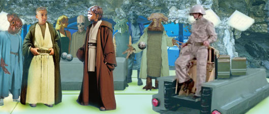 Luke meets Dree Tan in the Jedi training area.