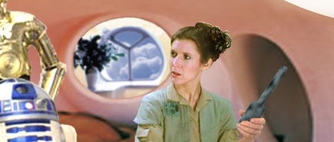 Leia Solo comments on the similarity of the charred metal to Imperial interrogation and probe droid designs.