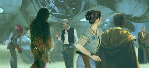 As Han and Chewie return to the Falcon, Luke and Leia are met by Master Jedi Dree Tan.