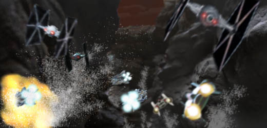 The fighters begin their race through the rift canyon, with one being caught out by an erupting geyser !