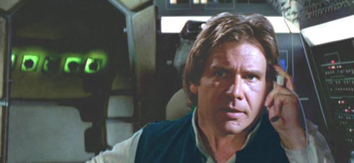 Han suggests using the 'Corellian Eclipse' manoeuvre.