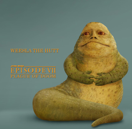 Weesla, the Hutt of Kessel. Promotional artwork by Scott.