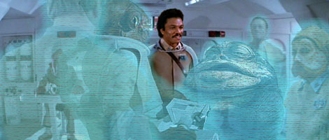 Aboard his Mon Cal star cruiser, General Lando Calrissian confirms to Commodre Trella that the GA have only peaceful intentions for the spice world. Artwork by Nat.