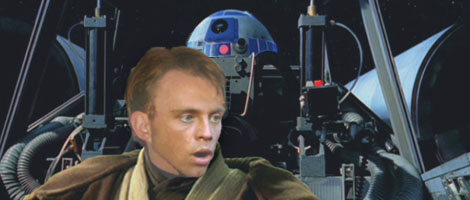Luke mutters his concerns to Artoo.