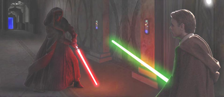 In this superb image by Scott, Jedi and Sith face off deep inside the Imperial Palace.