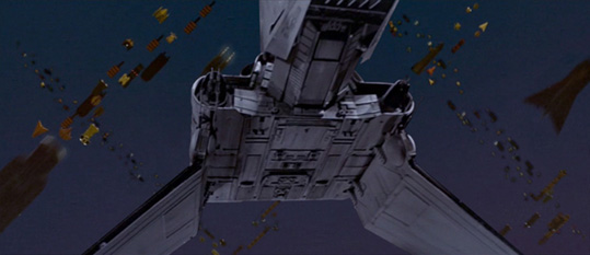 Scott depicts a shuttle arriving on Coruscant.