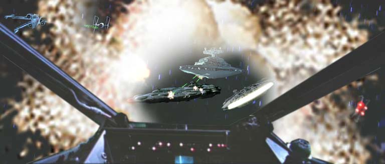 Wedge hails the Millennium Falcon and reviews the battle with Han.