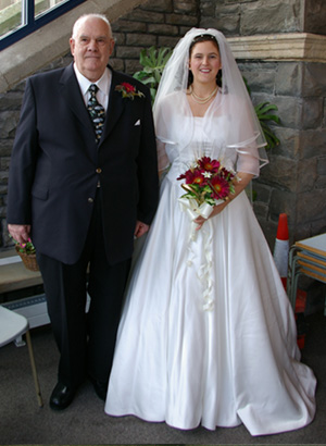 Joanne and her father, Alec, just inside the Church
