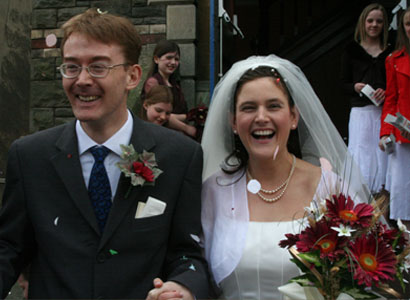 Jo and Nat seem to have survived the confetti (pic by Mark)