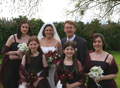 Joanne and Nathaniel and the bridesmaids, Bethan, Carys, Moli, Rachel